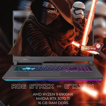 ASUS ROG Strix G17 G713RW – AMD Ryzen 9 6900HX, 16GB DDR5 RAM, 1TB SSD, NVIDIA RTX 3070 Ti 8GB, 17” 240Hz QHD
