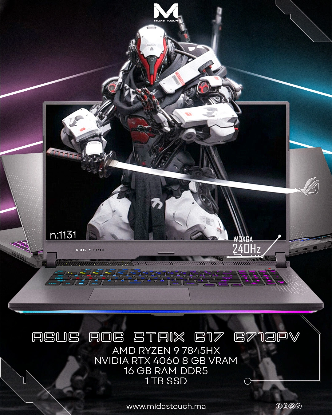 Asus-ROG-Strix-G17-G713PV ROG Strix G17 RTX 4060 gaming laptop Ryzen 9 7845HX 2K 240Hz