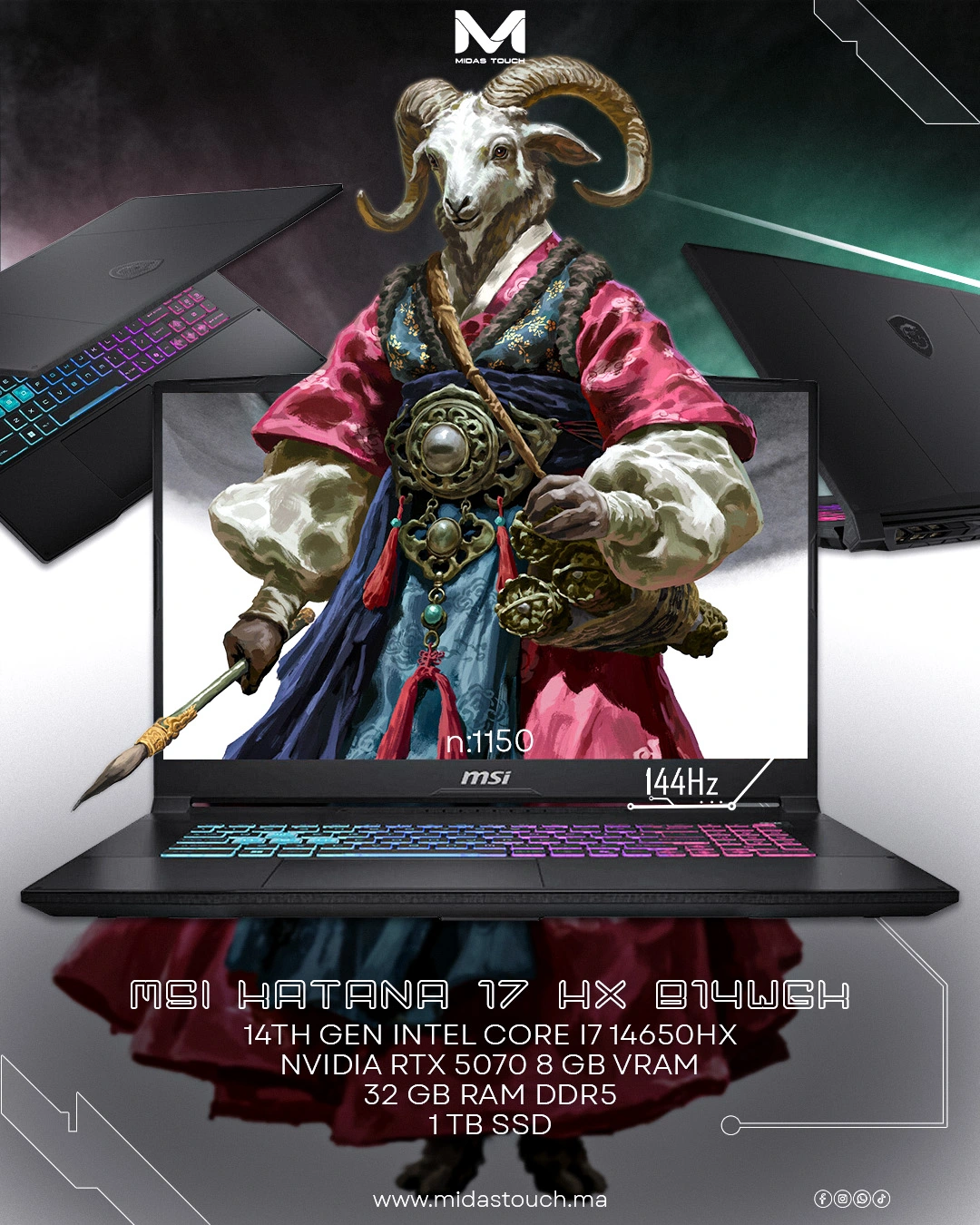 msi-katana-17-hx-b14wgk MSI Katana 17 HX B14WGK gaming laptop i7-14650HX RTX 5070 17-inch 144Hz