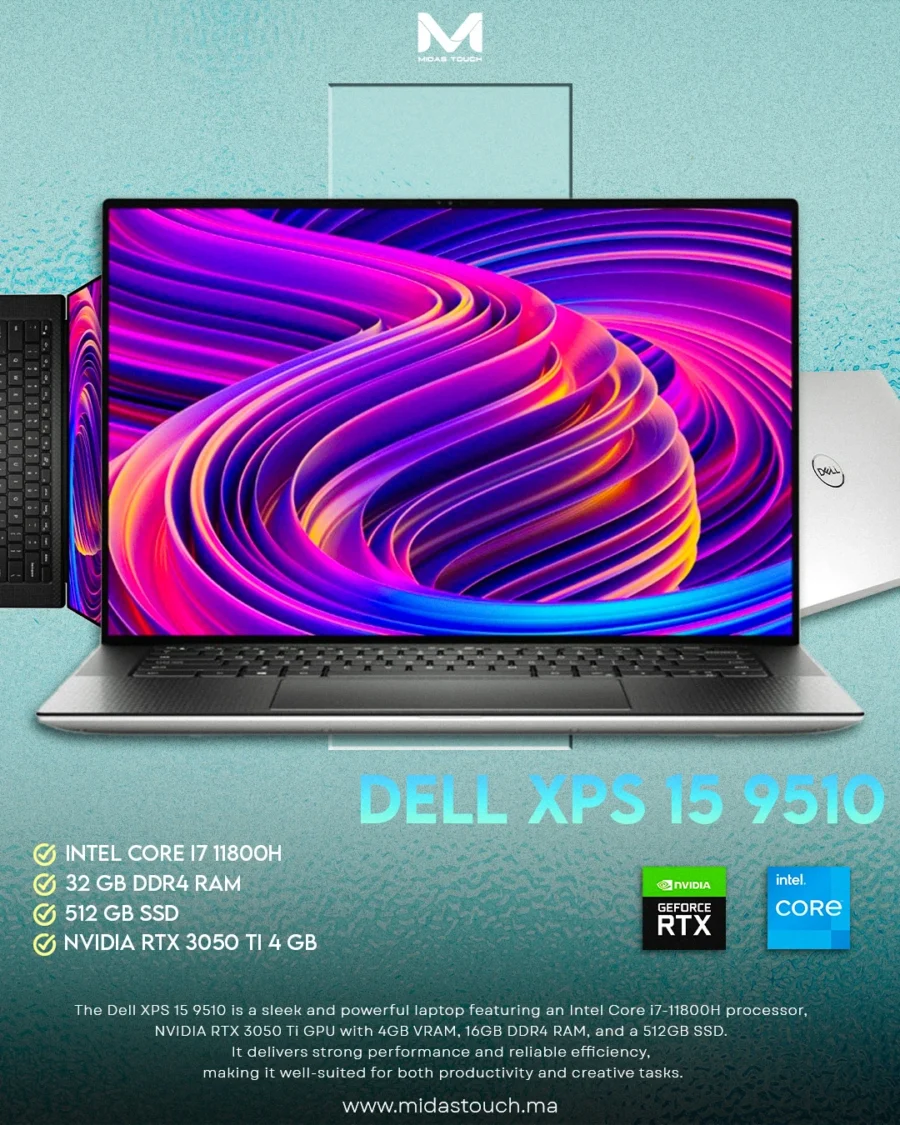 Dell XPS 15 9510 laptop i7-11800H RTX 3050Ti