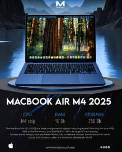 MacBook Air M4 15-inch – Apple M4 Chip, 16GB RAM, 256GB SSD, Liquid Retina Display