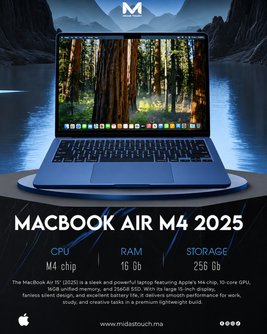 MacBook Air M4 15-inch – Apple M4 Chip, 16GB RAM, 256GB SSD, Liquid Retina Display