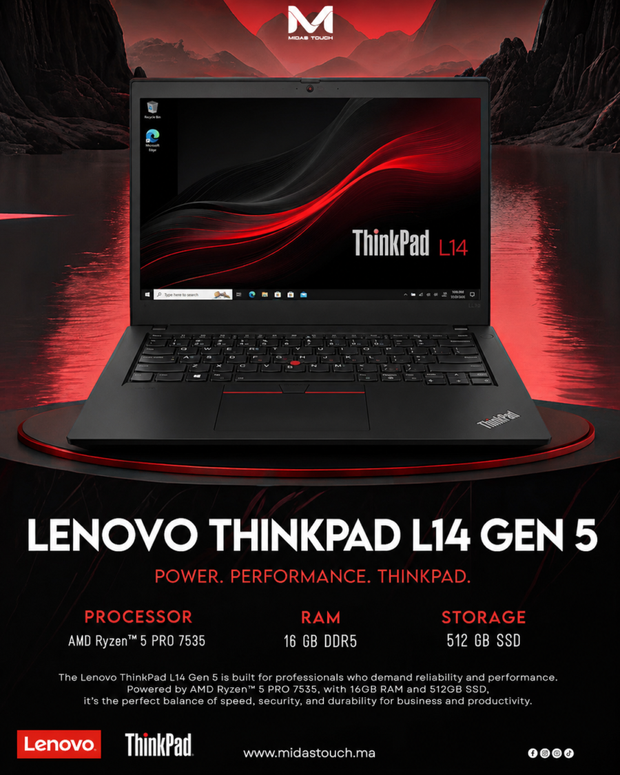 Lenovo ThinkPad Ryzen 5 PRO 7535U 14 inch WUXGA 16GB DDR5 512GB SSD business laptop