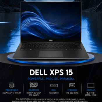 Dell XPS 9500 with i7-10750H, GTX 1650 Ti, 16GB RAM and 1TB SSD delivers strong performance for productivity, editing and light gaming.