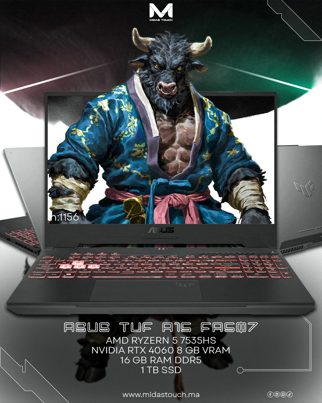asus-tuf-a15-fa507 ASUS TUF A15 FA507NV gaming laptop Ryzen 5 7535HS RTX 4060 16GB DDR5