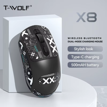 He563f13202414c75959cccfafc9acb73R (1) Souris sans fil T-WOLF X8 noire et blanche rechargeable avec Bluetooth et 2400 DPI