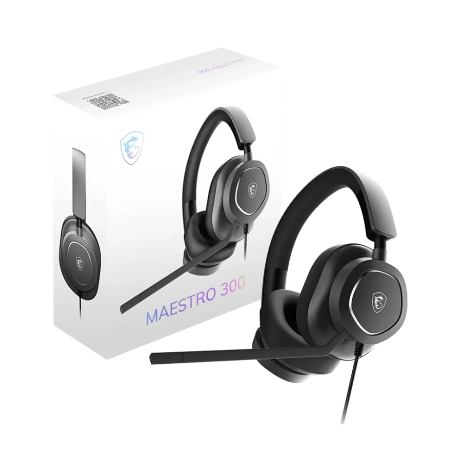 Casque gamer MSI Maestro 300 avec haut-parleurs 40 mm et microphone cardioïde amovible USB-C